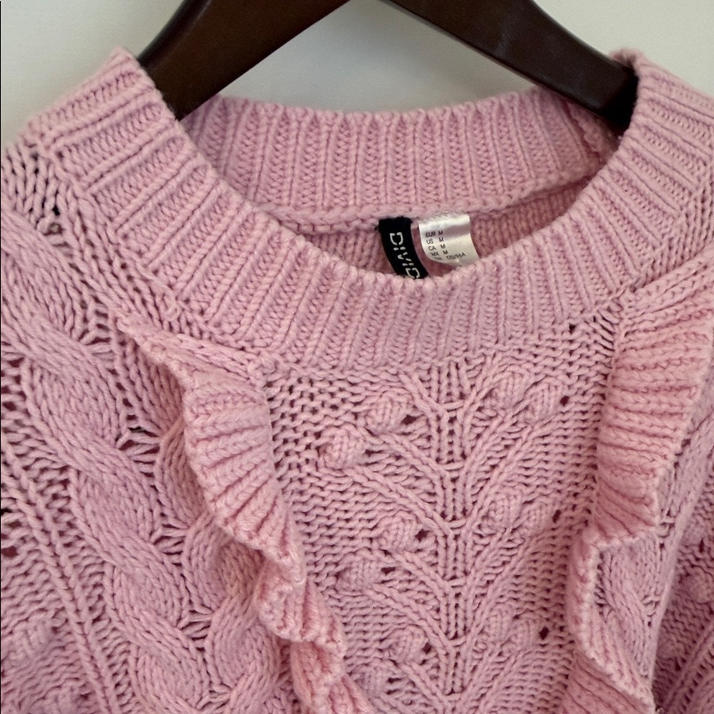 Pink Ruffled Knit Sweater - Picture 5 of 8
